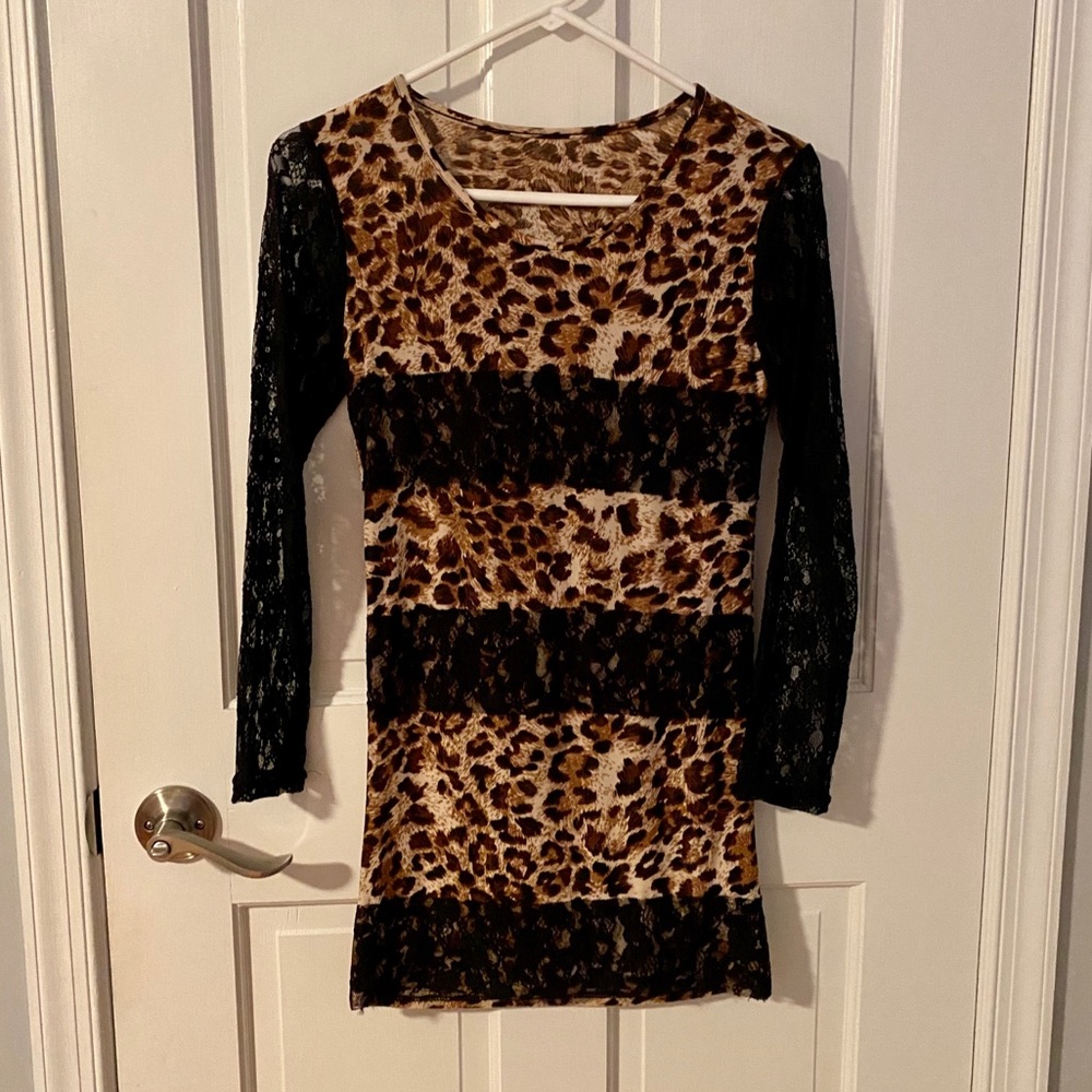 Leopard and lace top